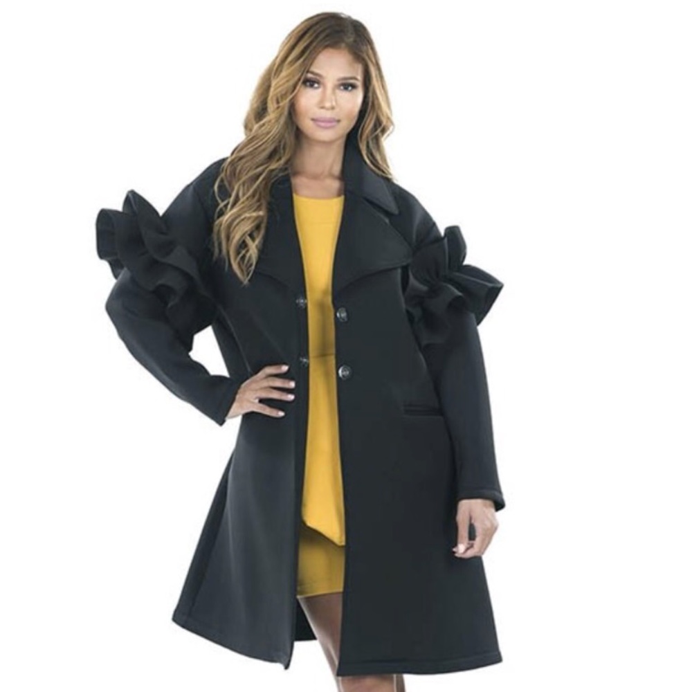 Black ruffle jacket